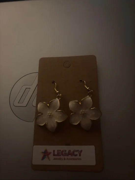 Legacy Gold and White Floral Earrings - Picture 1 of 2